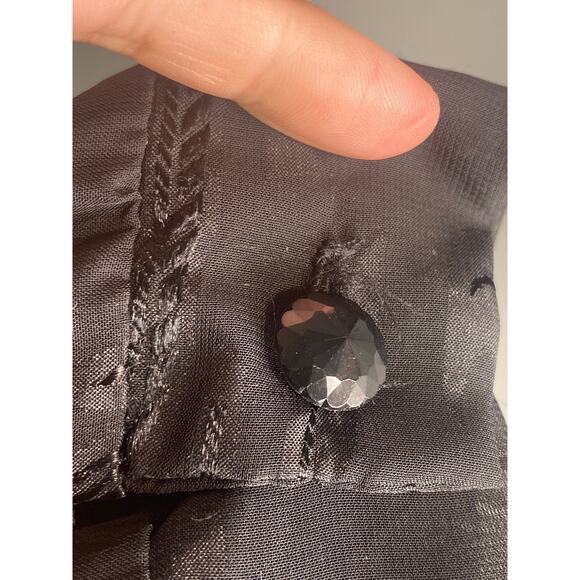 Vintage Heart Print Expose Sheer Blouse 90s Y2K Black Squiggle ~ Sz M - Picture 8 of 11